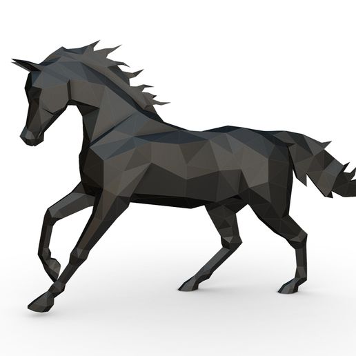 árabe cavalo arte animal escultura estátua polígono deco 3dprint miniatura pobre 3D print model - Mito3D