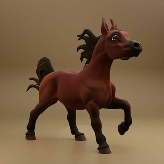 árabe cavalo chibi arte pónei equino miniatura desenho animado colecionável 3d print model - Mito3D