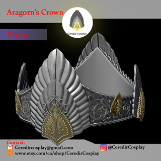 aragorn crown king elessar return 3d digital download lotr strider lord rings elvish elf elves gondor 3d print model - Mito3D