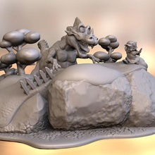 arale dinosaure diogram art jouet toy diorama 3d print model - Mito3D