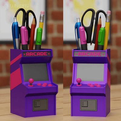 oyun makinesi makine dolma kalem kulp destek ekici oyuncu dekor organizatör ev 80s 90s video oyunu oyunlar dalga geek inek retro nostaljik vazo 3d print model - Mito3D