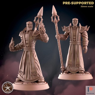 arcanist mage two models fantasy warcraft dnd miniature stl model resin wow human scarlet monastery church dungeon 32mm boss doan 3d print model - Mito3D
