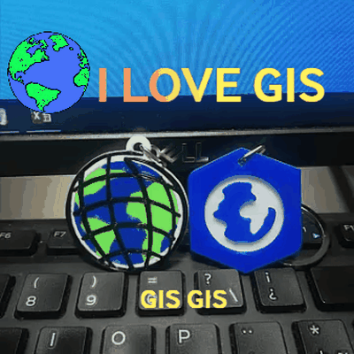 arcgis gis key chain geographic systems geo gnss topography 3d print model - Mito3D