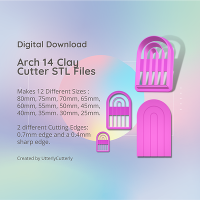 arch shape 14 clay cutter - stl digital file download- sizes 2 versions earring polymer geometric embossed hexagon utterlycutterly utterly cutterly cookie fondant organic indie 3d print model - Mito3D