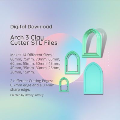 arch shape 3 clay cutter - framed border stl digital file download- 14 sizes 2 versions earring polymer geometric embossed hexagon utterlycutterly utterly cutterly cookie fondant organic indie 3d print model - Mito3D