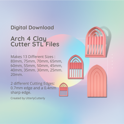 arch shape 4 clay cutter - framed border stl digital file download- 13 sizes 2 versions earring polymer geometric embossed hexagon utterlycutterly utterly cutterly cookie fondant organic indie 3d print model - Mito3D