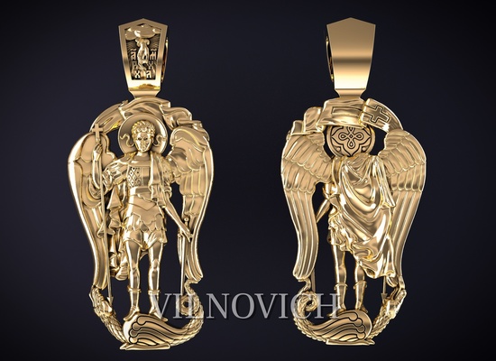 erzengel michael anhänger schmuck münze 3d druckbar charme juwelier modell gold silber orthodox 3d print model - Mito3D