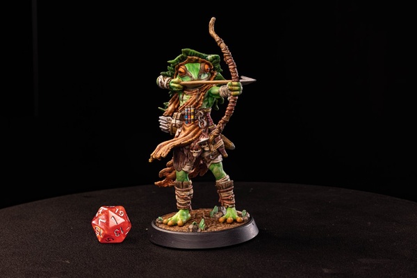 archer toadfolk marksman curse of witchmire 3d printed miniatures tabletop d&d stl wargaming rpg game print dnd gift miniature minis dungeon dragons dungeons elf female hero hunter 3d print model - Mito3D