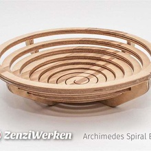 de arquímedes, la espiral tazón cnc láser casa cocina comedor zenziwerken stepcraft madera contrachapada lasercut router bol 3d print model - Mito3D