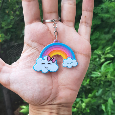 arcoiris llavero arco iris chaveiro arte fofa nube nuvem amar aniversário 3d print model - Mito3D