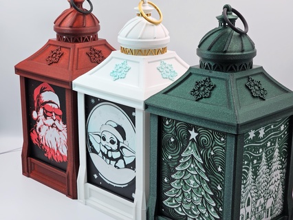 Arctique lueur Noël lanterne Accueil maison lampe LED bambulab éclairage babyyoda lithophane vacances décor Père grincheler art 3d print model - Mito3D
