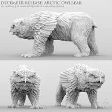 arctic owlbear gioco dnd d&d in miniatura civetta delle nevi gufo orso polare creatura mini da tavolo dungeons dragons monster labradoritewolf 3d print model - Mito3D