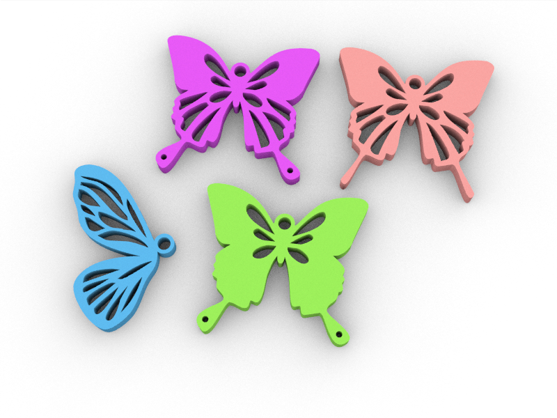 aretes colgantes mariposas 3D print model - Mito3D