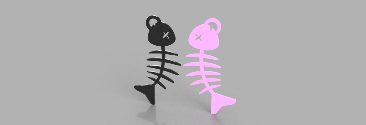brincos peixe joalheria ossos brilla en la oscuridad 3d print model - Mito3D