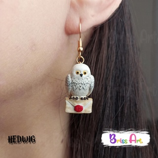 aretres hedwig 3d harry potter earrings printed resin necklace 3d print model - Mito3D