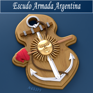 argentine navy coat arms hanging base prefecture layout anchor argentina accessory assemble accessories symbol pendant patriotic 3d print model - Mito3D