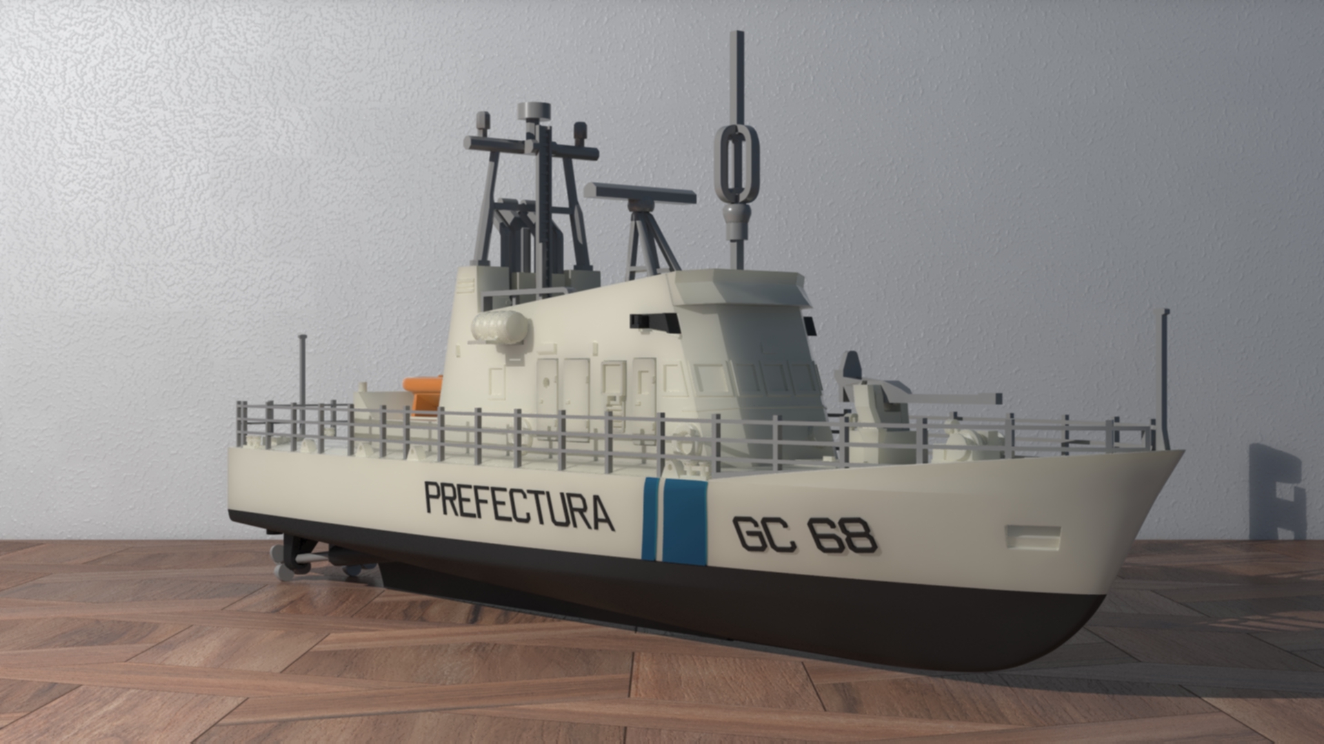 argentine prefecture ship boat sea argentina shipyard bridge bow stern marina war military captain sailor 3D print model - Mito3D