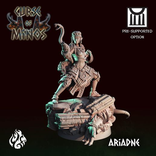 Ariane Jeu elfe fantaisie femelle Dieu Grèce rpg sorcière serpent Labyrinthe labyrinthe Patreon dnd cgf 3D print model - Mito3D