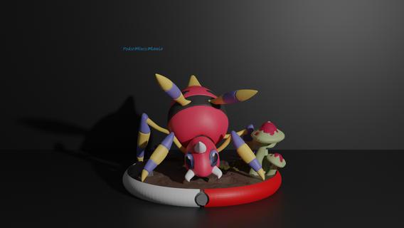Ariados vorausgesetzt 3d drucken Modell Spiel Spinarak Fehler Gift Spinne Netz Pokémon Pokeball Pokedex Asche Pikachu eevee Monster Miniatur 3d print model - Mito3D