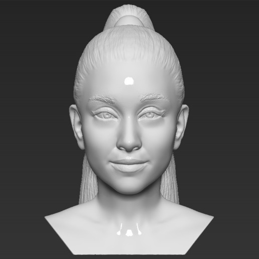 ariana grande bust 3d printing ready stl obj formats art dua lipa music singer selena gomez celebrity bieber billie eilish kate perry lady gaga madonna rihanna sheeran elvis pop 3D print model - Mito3D