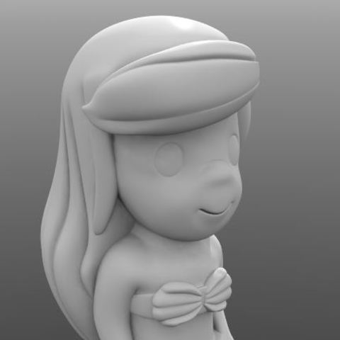 ariel chibi juego luifer princese de dibujos animados casa decoración 3dp 3dprint 3dmodel 3D print model - Mito3D