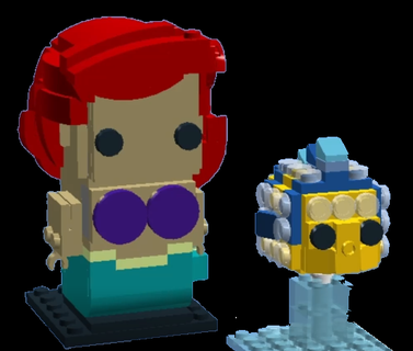 Ariel Duffel oyun siren Brickheadz Disney Lego desteklemek balık Su 3d print model - Mito3D
