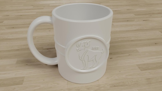 aries mug cup ram zodiac 3d print model - Mito3D