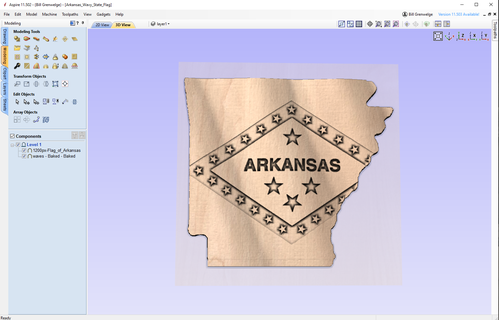 Arkansas dalgalı bayrak çeşitli cnc durum 3d print model - Mito3D