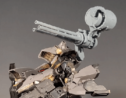 armored core gatling cannon 1 72 gun gundam accessory weapon model kotobukiya aaliyah chain rotate articulate robot mech mecha gunpla battletech resin 3d print model - Mito3D