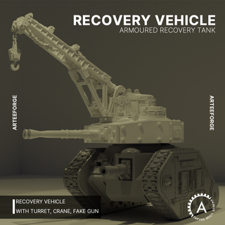 armoured recovery vehicle war hammer 42k cromwell leman russ tank fix crane miniature tabletop imperial guard 3d print model - Mito3D