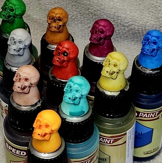 army painter 10 & 20 speed paint speedpaint colour swatch super mini cap - 17ml 18ml skull head armypainter contrast topper hobby tabletop figurine miniature bottle support thumbnails 3d print model - Mito3D
