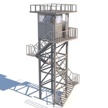 army post architecture military game border security fence wire guard checkpoint tower entry defend 3d print model - Mito3D
