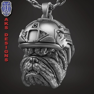 army soldier bulldog v1 pendant jewelry jewel jewellery biker riders punk jewelri rings animal dog skull helmet warrior squad armed force commando pilot marine mercenary armour 3d print model - Mito3D