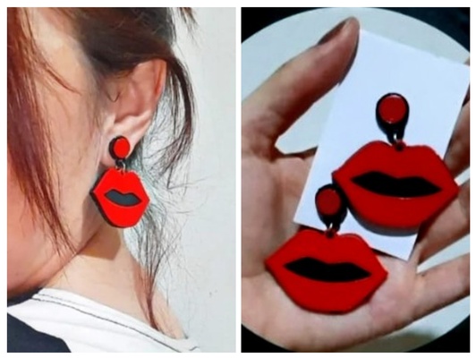 aros beso beso labios joyería joya pendiente colgante pendientes moda 3d print model - Mito3D