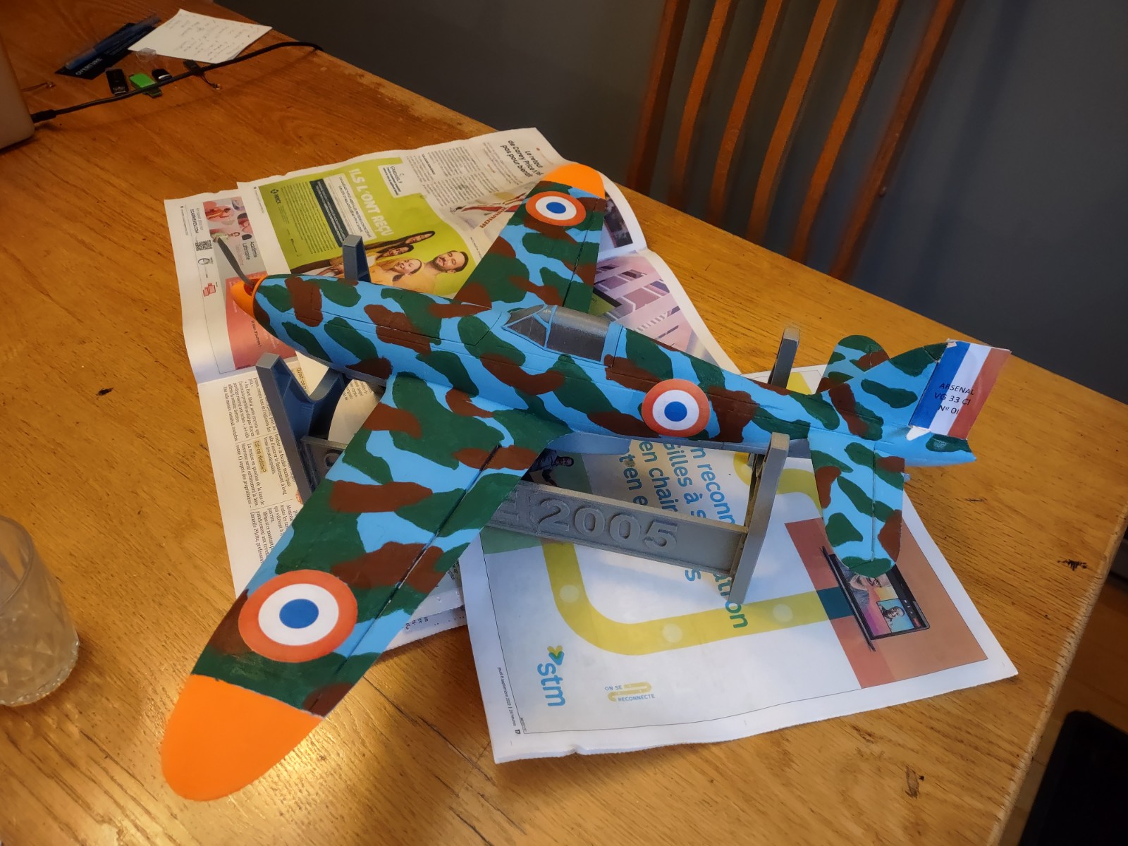 arsenal vg33 français Seconde Guerre mondiale combattant 800mm l3d France avion chasseur lw pla + 600mm warbird ww2 3D print model - Mito3D