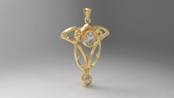 art-noveau pendant Jewelry jewelry pendand gold silver design jewel 3d print model - Mito3D