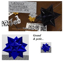 art3d-clb gran icosaedro 2 tamaños de la geometría matemáticas fuerte kepler poinsot poliedros número oro stella estrellado 3d print model - Mito3D