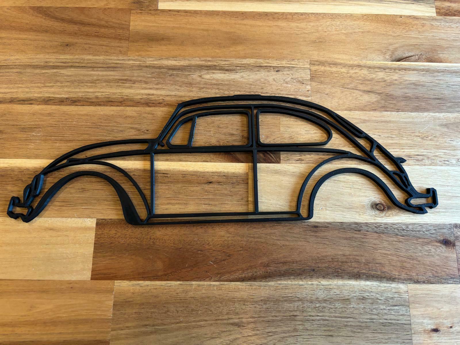 art coccinelle vw scarabée barreur lineart voiture 3D print model - Mito3D