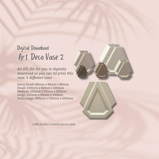 art deco 2 vase stl file - digital download -5 sizes- homeware minimalist modern design planter home decor furnishings pot tub container jewellery dish jewelry trinket boho cl 3d print model - Mito3D