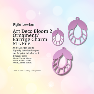 art deco bloom 2 earring charm stl file - digital download -9 sizes- necklace keyring modern design Jewelry bezel finding jewellery jewelry resin flower making mold boho chick fashion 3d print model - Mito3D