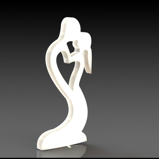 l'art de l'illusion l'enfant l'amour mère-fils, père-fille art pochoir père fille fils mère 3D print model - Mito3D