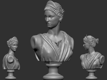 artemis diana bust head greek roman goddess statue handmade sculpture 3d print model - Mito3D