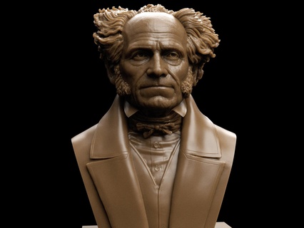 arthur schopenhauer bust philosopher german idealism deutsche statue portrait artur art sculptures realism likeness 3d print model - Mito3D
