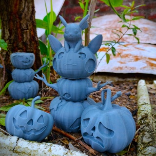 articulated - cute pumpkin toy collection happy halloween spooky monster pikachu pokemon decorative flexi fidget support print place decoration 3d print model - Mito3D