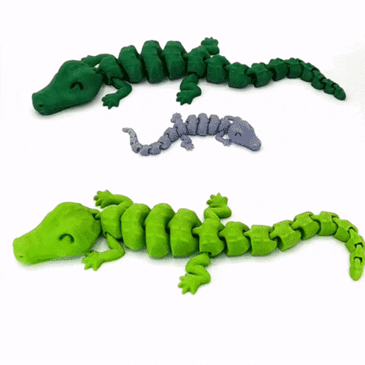 articulated alligator toy flexible flex cute articulated alligator crocodile reptile 3D print model - Mito3D
