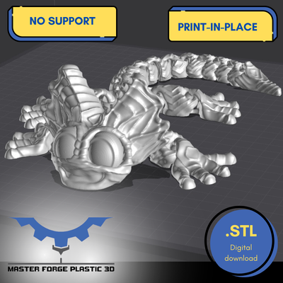 articulated aquatic lizard mfp3d -no support - print in place sensory toy-fidget flexi toy link mfp reptile cute animal fidget 3mf stl adorable 3d print model - Mito3D