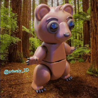 articulado bebé oso flexi impresión sitio animal juguete juguetes 3d print model - Mito3D