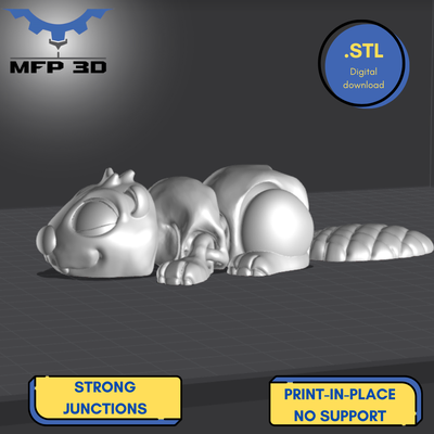 articulated beaver mfp3d -no support - print in place sensory toy-fidget game flexi castor toy link mfp cute animal fidget 3mf stl adorable forest 3d print model - Mito3D