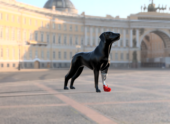 articulado biomecânico prótese cão esquerda perna prós tese biomecânica nica articulada pára pata dianteira perro pr médico veterinario veterinário dispositivo animal flexível robô multicolorido ender 3d print model - Mito3D