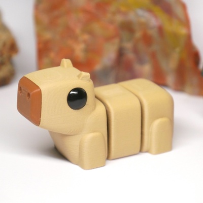 articulado capivara animal brinquedo fexi chaveiro fofa multicolorido impressão in colocar flexível biotic3d 3d print model - Mito3D